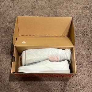 True white classic slip-on vans, brand new with tags in original box